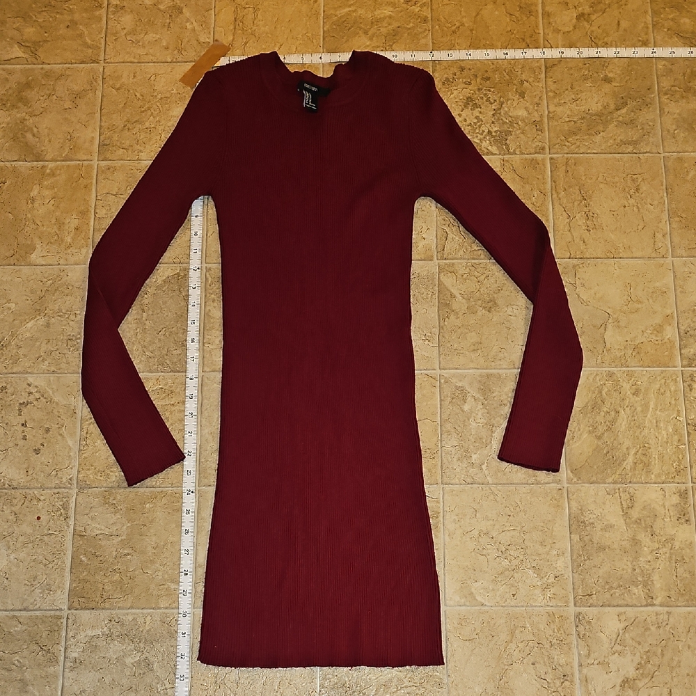 Forever 21 Deep Red Long Sleeve Dress